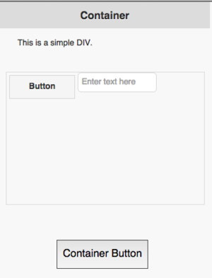 Containers: A header, a simple DIV, a wrapper and a button.